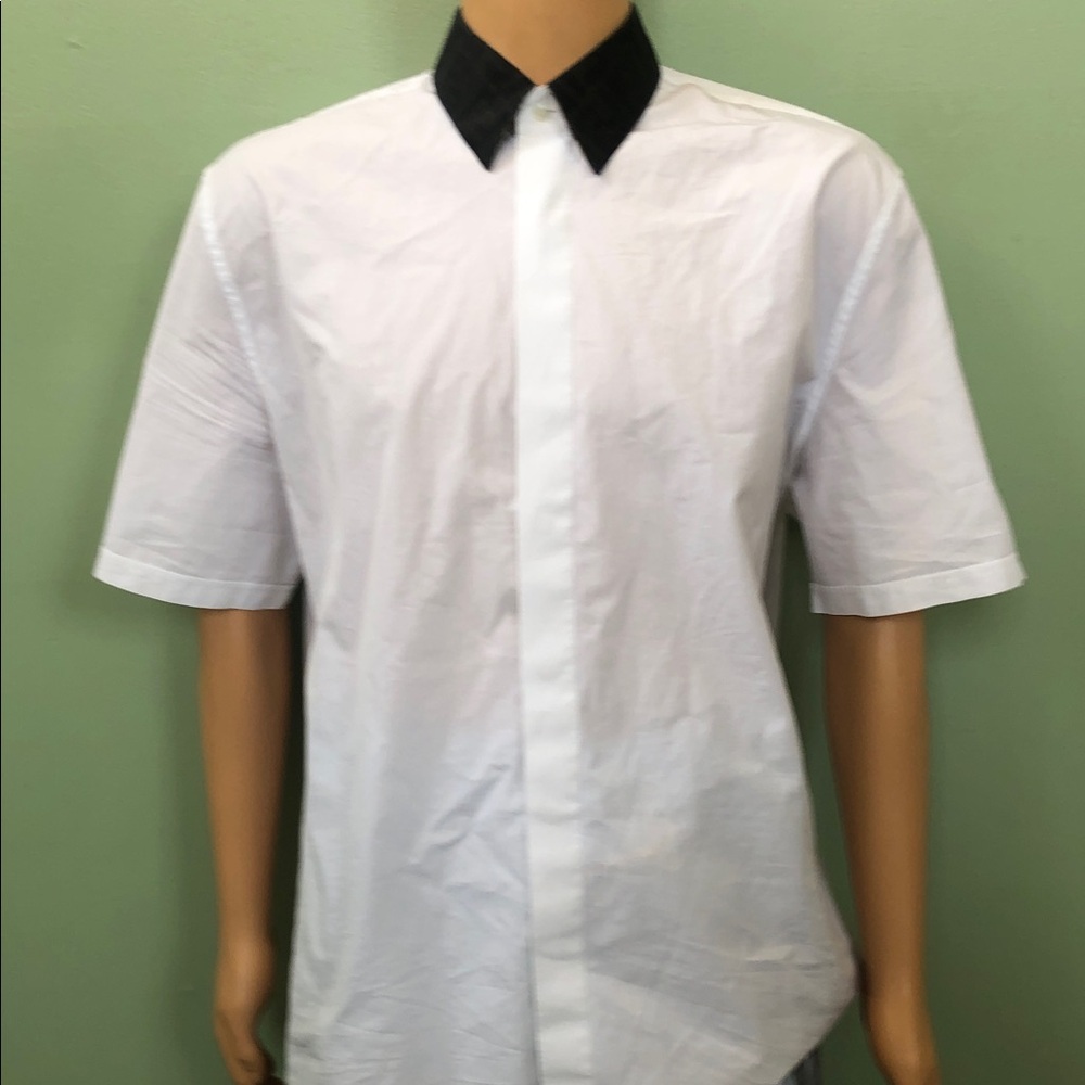 Fendi Roma Authentic Mens White Cotton Short Sleeve Collared Dress Shirt Size 41 - Picture 2 of 14